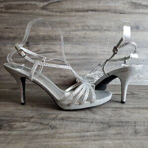❤️I. Miller Silver Glittery Strappy Heels